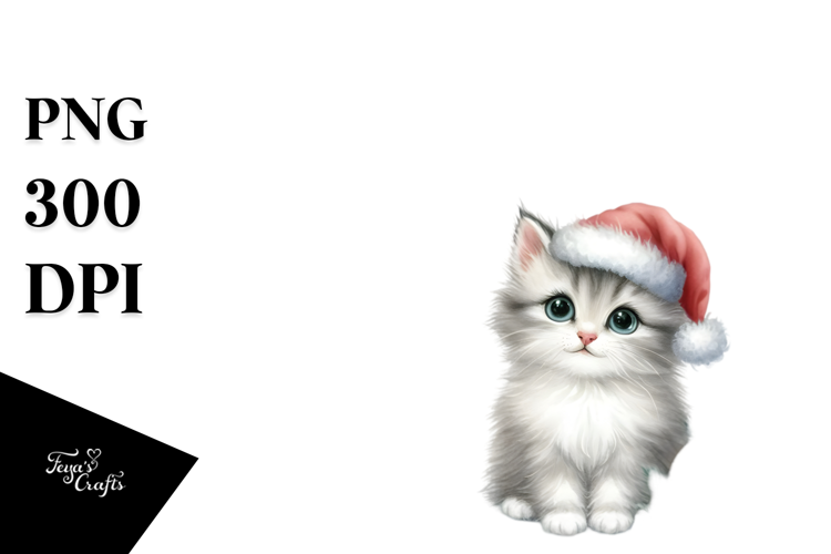 sitting Christmass Cat with Decorations PNG