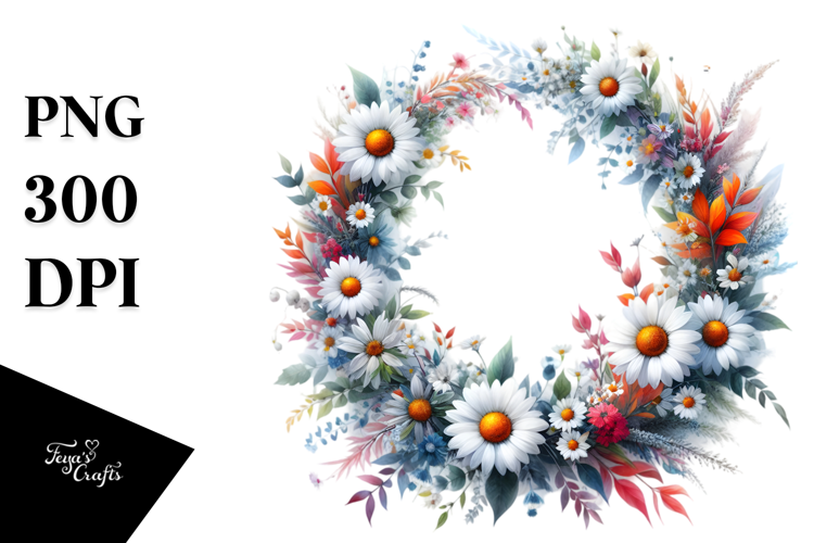Abstract Vibrant Daisy Wreath
