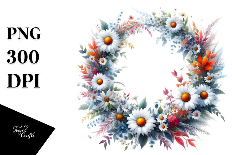 Abstract Vibrant Daisy Wreath example image 1