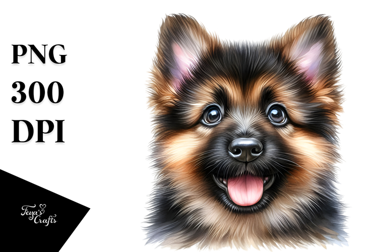 Colorful Baby Cartoon German Shepherd, PNG