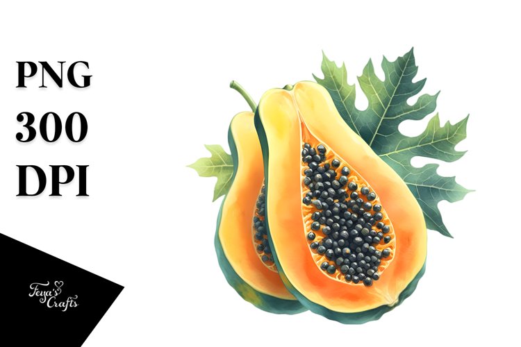 Watercolor Papaya | Sublimation | Clipart