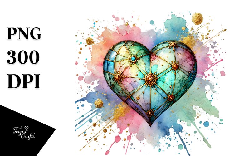 Colorful Heartmade of with Goldern Insertions PNG