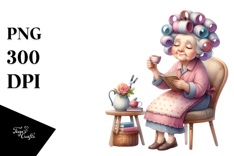Watercolor Character Tea Cup Chair Hair Curlers