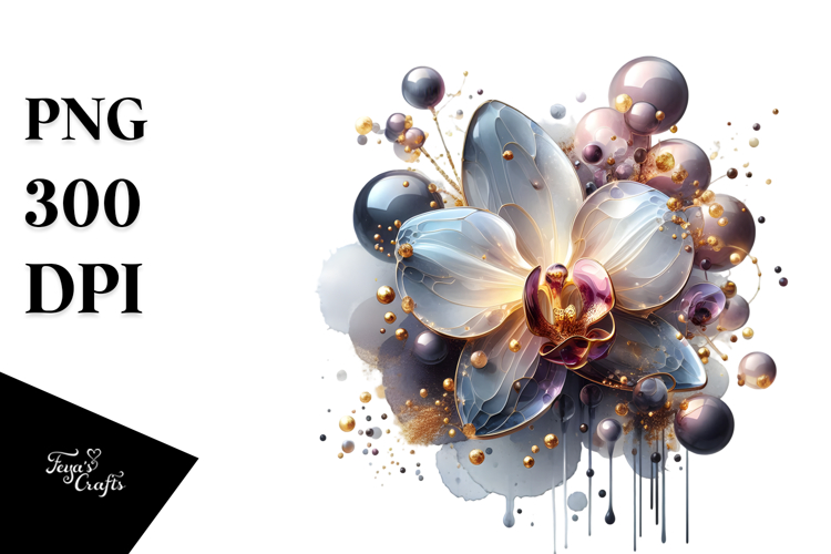 Abstract Orchid, Watercolor PNG