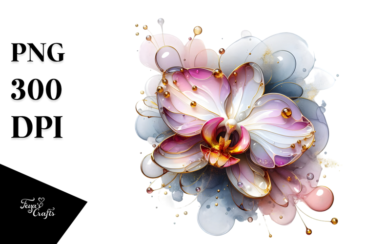 Abstract Orchid, Watercolor PNG