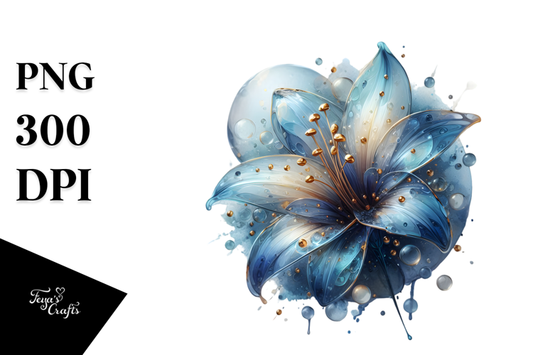 Abstract Lobelia with Golden Insertions PNG