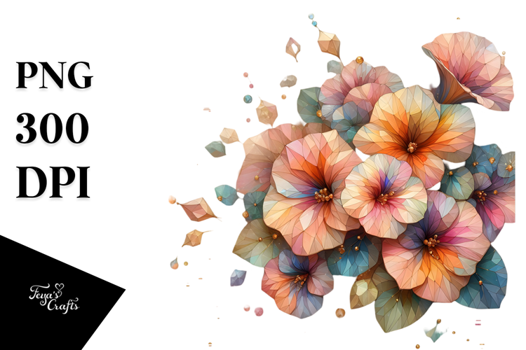 Colorful Nasturtium with Golden Insertions PNG