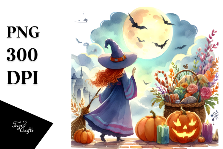 Simple Vibrant Witch for Halloween | Sublimation Clipart