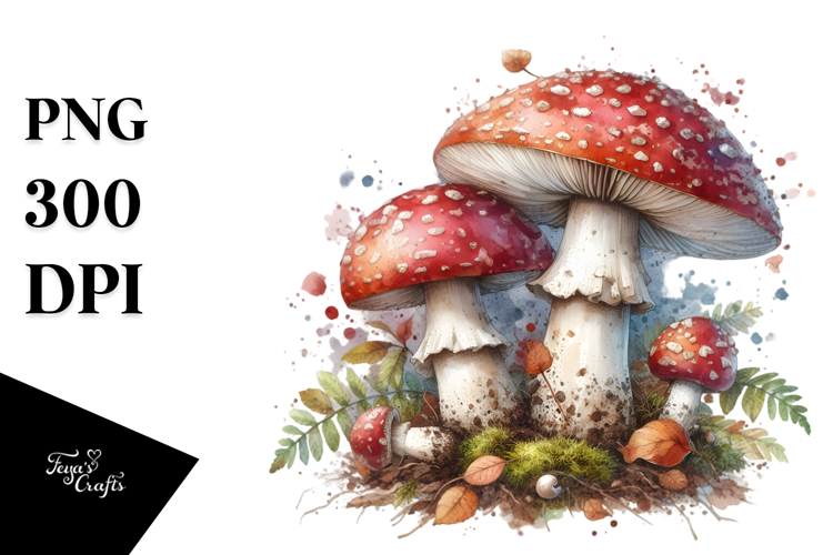 Mushroom Watercolor Fantasy Art PNG