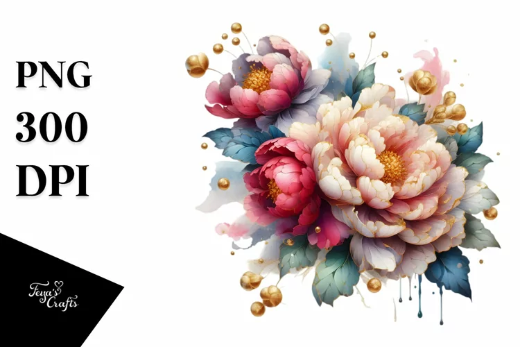 Abstract Artistic Peonies Made of Shiny Material