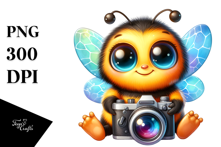 Vibrant Baby Bee Goofy PNG