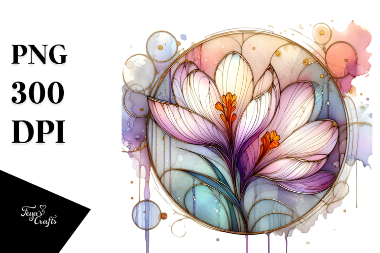 Abstract Stained Crocus, PNG