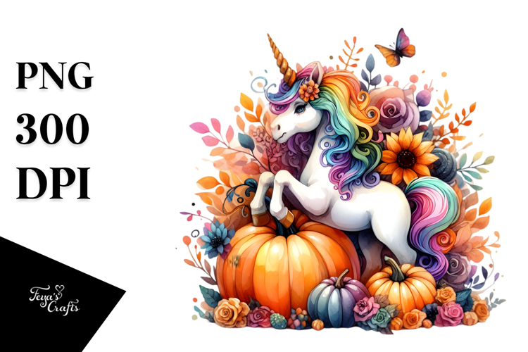 Unicorn with Pumpkin | Sublimation | Clipart