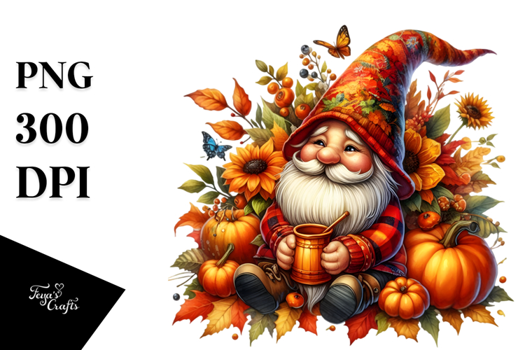 Vibrant Autumn Gnome PNG