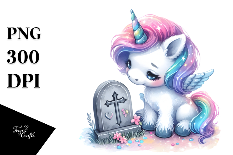 Cute Baby Unicorn Grave Stile Clipart