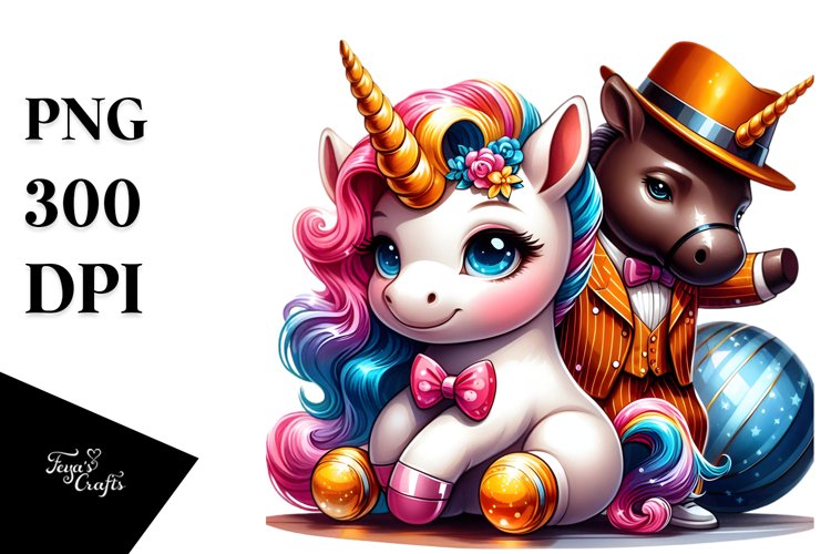 Colorful Baby Unicorn with Harlem Ballroom PNG