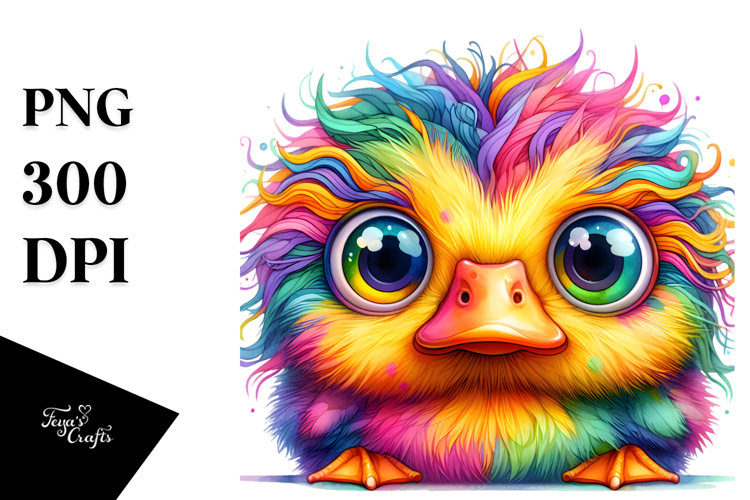 Colorful Baby Duck Crazy Eyes Clipart