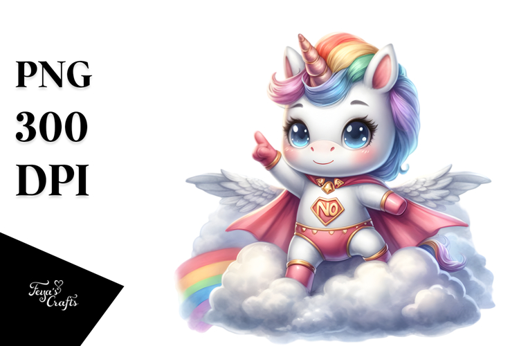 Baby Unicorn Watercolor Hero Pose