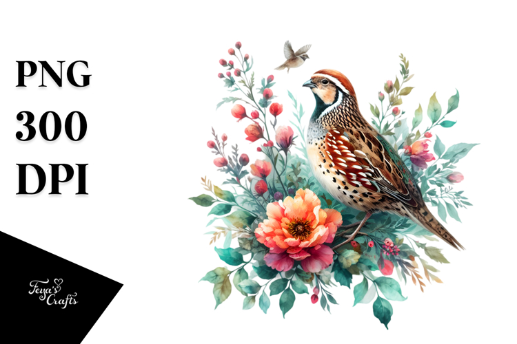 Vibrant Quail Floral Clipart