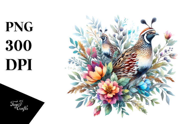 Vibrant Quail Floral Clipart