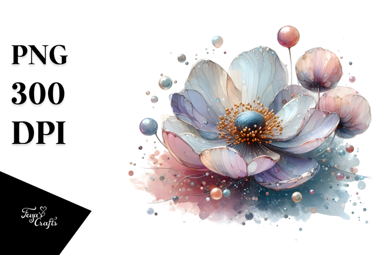 Pastel Stained Wooden Anemone, PNG