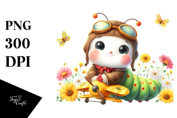 Colorful Caterpillar Aviator | Sublimation | Clipart