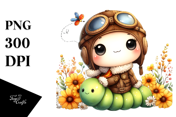 Colorful Caterpillar Aviator | Sublimation | Clipart