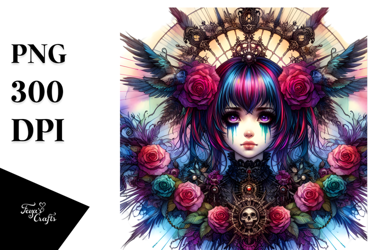 Detailed Gothic Girl PNG