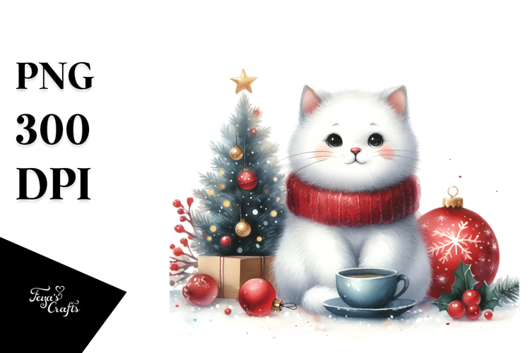 Simple Christmas Cat with Christmas Decoration
