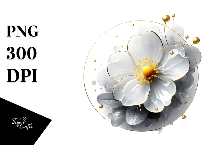 Abstract Primrose with Golden Insertions PNG
