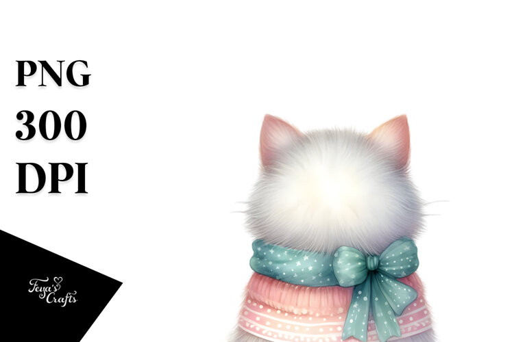 Pastel Colors Cat with Christmass Decorations, PNG example image 1