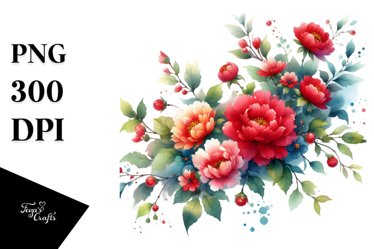 Red Flower Clipart Image 15