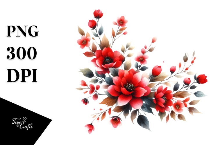 Red Flower Clipart Image 13