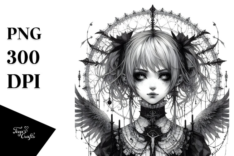 Vibrant Gothic Girl PNG example image 1