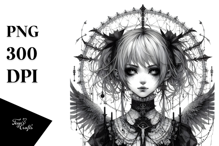 Vibrant Gothic Girl PNG