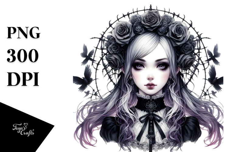 Detailed Gothic Girl PNG