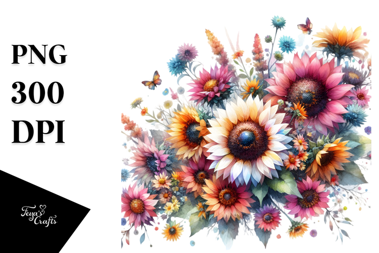 Watercolor Sunflower Clipart Image 23