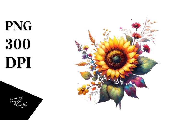 Watercolor Sunflower Clipart Image 22