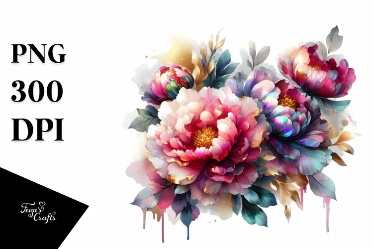 Peonies Watercolor Splash
