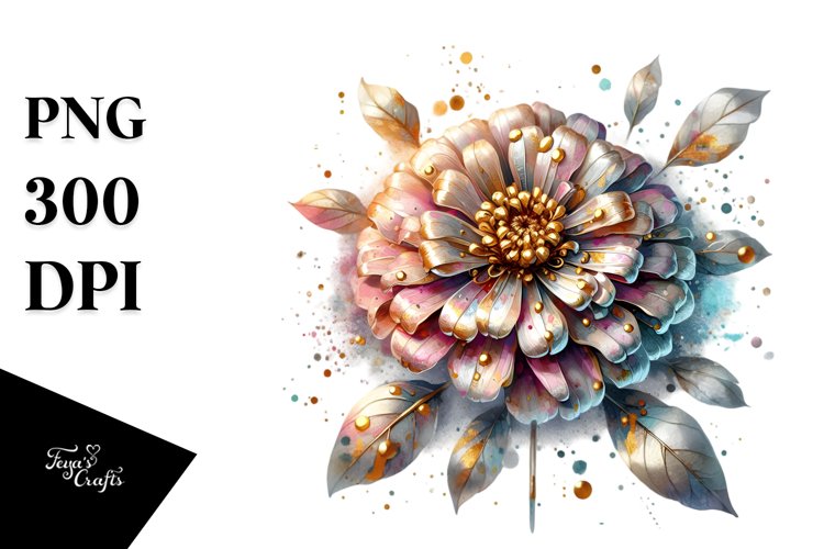Abstract Shiny Zinnia Watercolor Splash example image 1