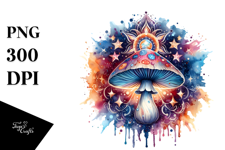 Magical Celestial Mushroom Tarot Splash PNG
