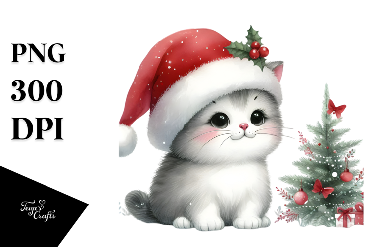 Christmass Cat with Decorations PNG