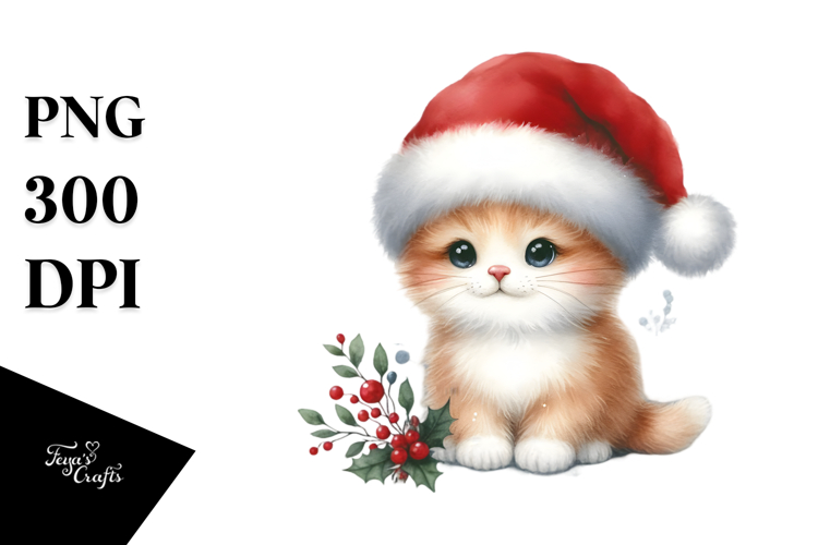Christmass Cat with Decorations PNG