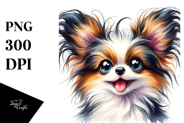 Cute Papillon Watercolor Crazy Furr PNG