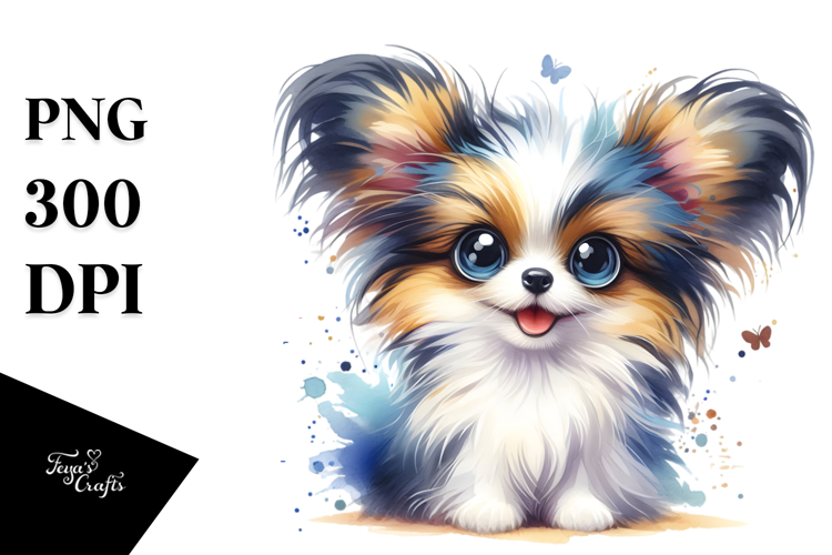 Cute Papillon Watercolor Crazy Furr PNG