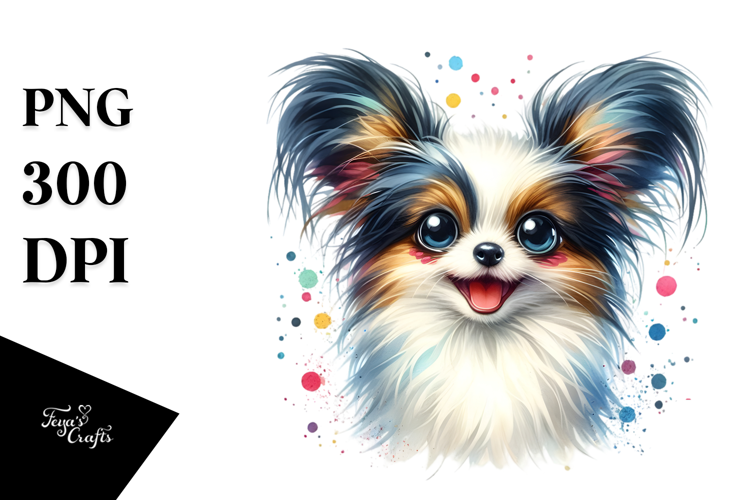 Cute Papillon Watercolor Crazy Furr PNG
