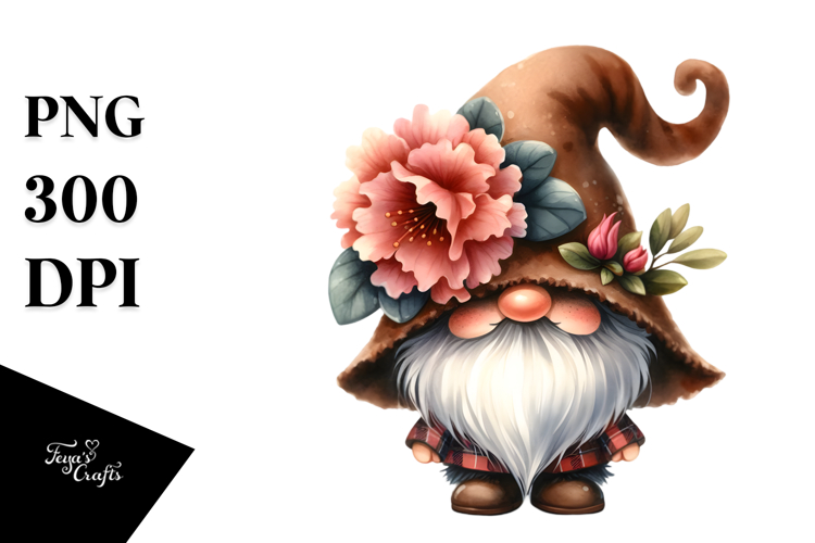 Cute Gnome with Rhododendron PNG