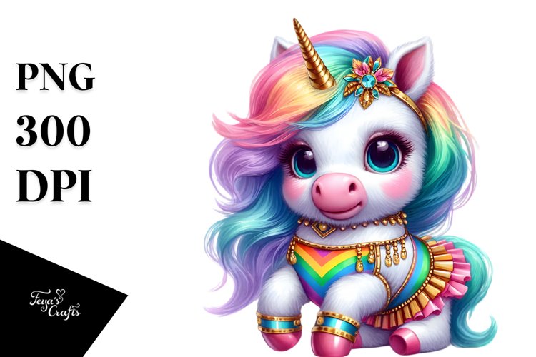 Baby Unicorn with Hambo Dancers Attire PNG