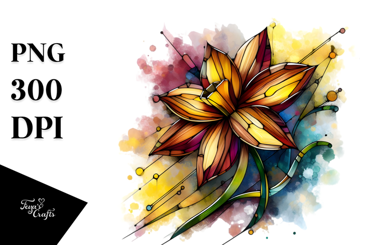 Wooden Stained Narcissus | Sublimation | Clipart