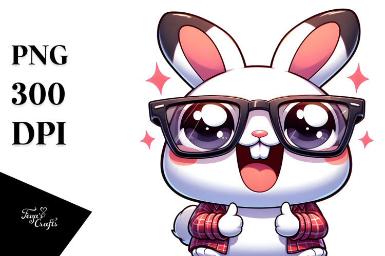 Cartoon Bunny with Oversized Sunglasses PNG